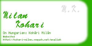 milan kohari business card